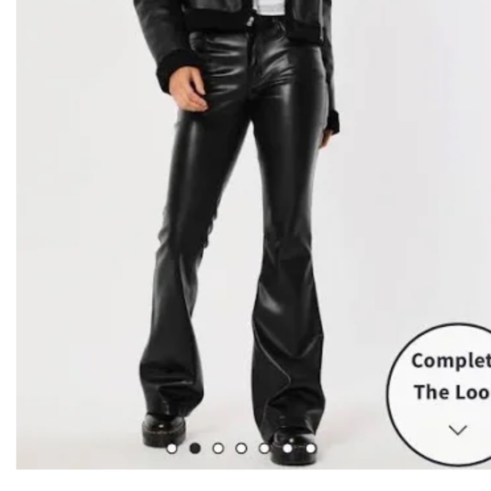 Hollister black flare leather pants